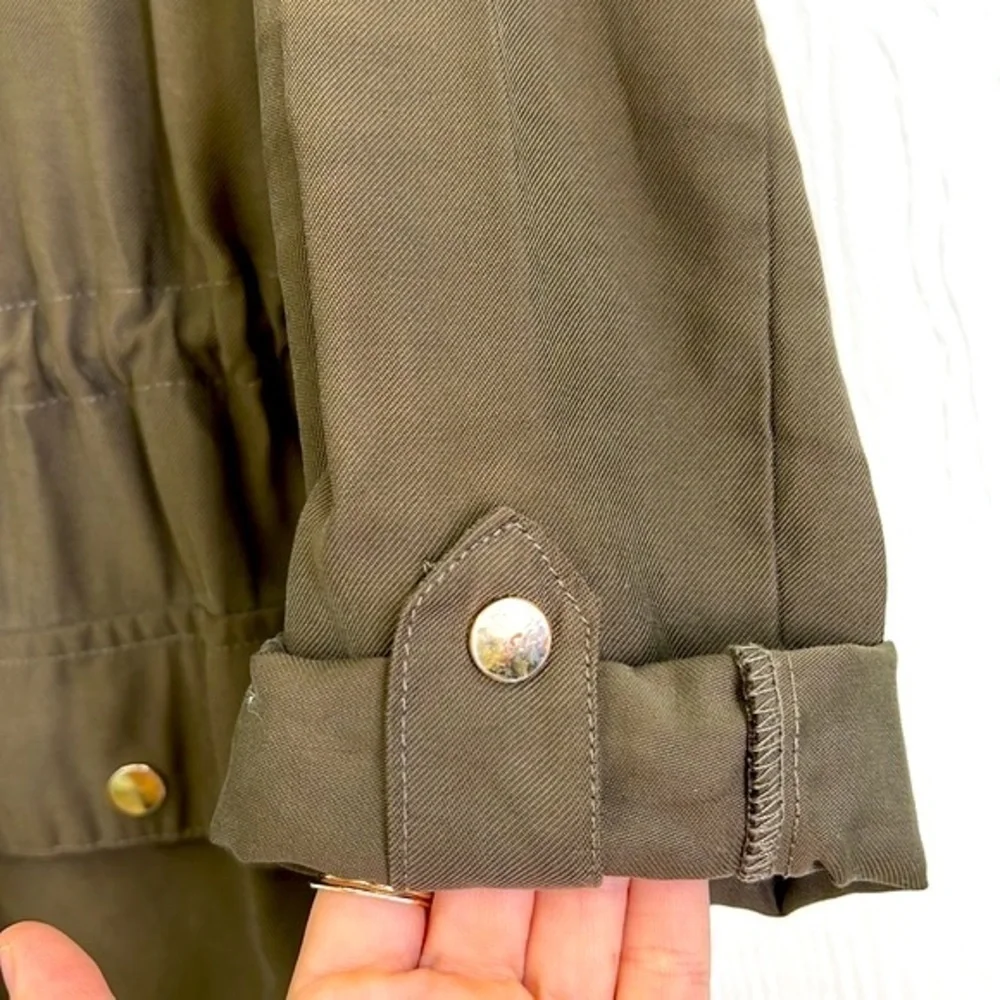 Zara - Dark Olive Green Lightweight Safari Jacket With Gold Hardware Size XS